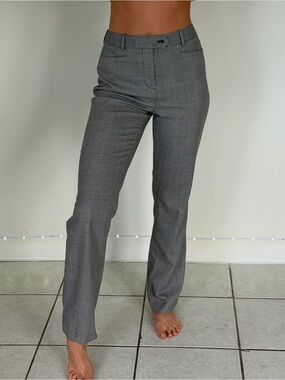 Calvin Klein Grey Glen Plaid Straight-Leg Trousers
